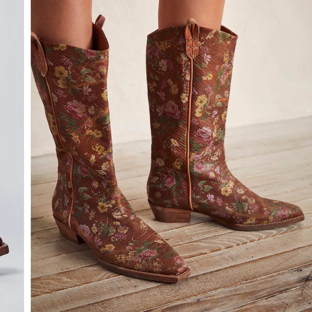 We The Free montage printed tall boots